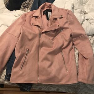 Boohoo Dusty Rose Suede Zip Jacket